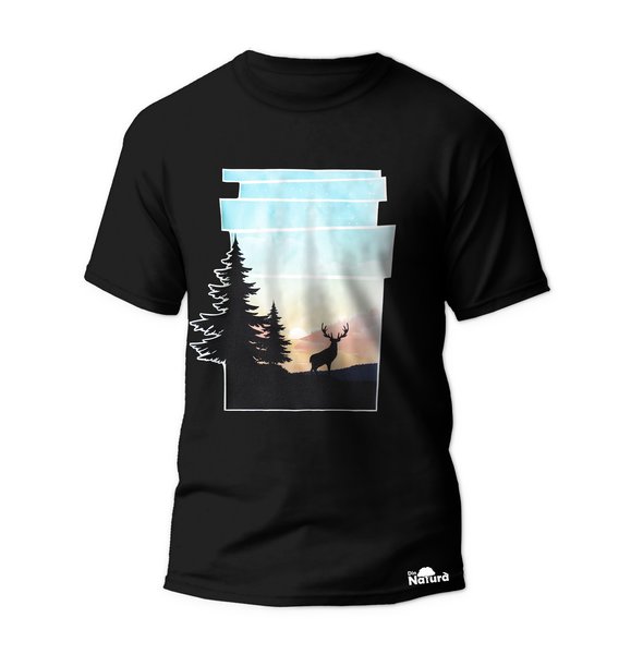 Tricou negru Lonely deer